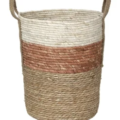 PANIERE RONDE MATIERE VEGETALE D.43X37CM CORAIL NATUREL