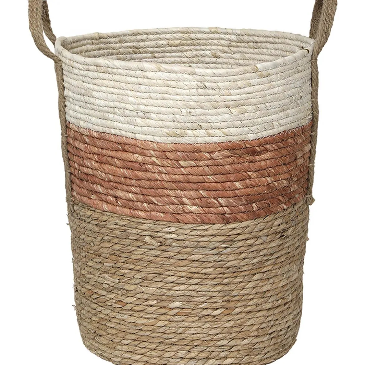 PANIERE RONDE MATIERE VEGETALE D.43X37CM CORAIL NATUREL