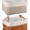 PANIERE DECORATIVE VELOURS COTELE TAILLE L 36X26X20CM