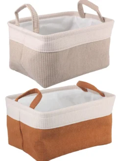 PANIERE DECORATIVE VELOURS COTELE TAILLE S 30X20X16CM