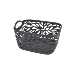 PANIERE MOTIF VEGETAL PLASTIQUE 3.5L 24X16.5CM ANTHRACITE