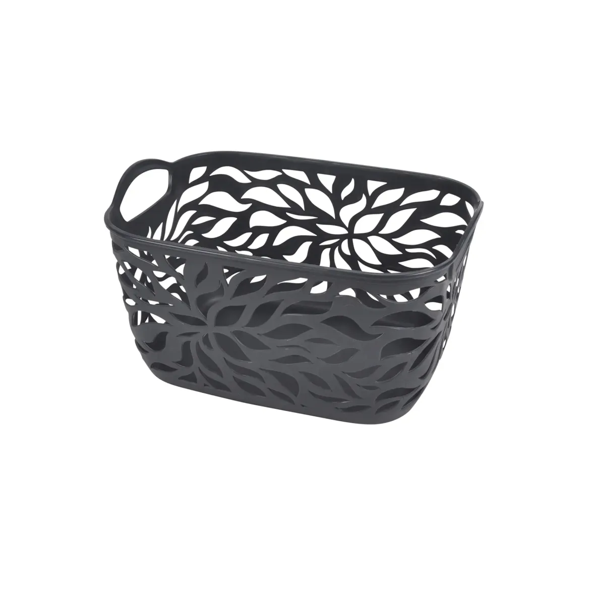 PANIERE MOTIF VEGETAL PLASTIQUE 3.5L 24X16.5CM ANTHRACITE
