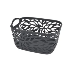 PANIERE MOTIF VEGETAL PLASTIQUE 7.5L 29X22.5CM ANTHRACITE