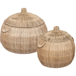 PANIER JUTE BALAYA ROND NATUREL D.44X43CM