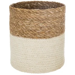 PANIER JUTE SEAGRASS BLANC D.27X27CM