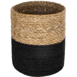 PANIER JUTE SEAGRASS NOIR D.27X27CM