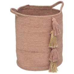 PANIER LUREX ROSE POMPON D.28CM