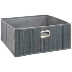 PANIER RANGEMENT BAMBOU GRIS D.31X15CM