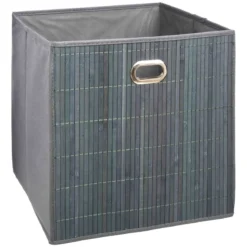PANIER RANGEMENT BAMBOU GRIS D.31X31CM