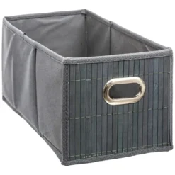 PANIER RANGEMENT BAMBOU GRIS D.15X31CM