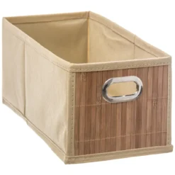 PANIER RANGEMENT BAMBOU NATUREL D.15X31CM