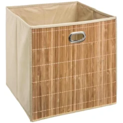 PANIER RANGEMENT BAMBOU NATUREL D.31X31CM