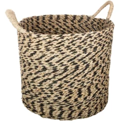 PANIER ROSEAU ROWAN ROND NOIR D.42X34CM