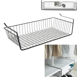 PANIER SUSPENDU METAL FILAIRE NOIR 56X14X26CM