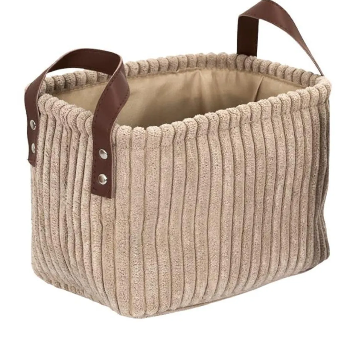 PANIER TAUPE VELOURS COTELE TAILLE S H.20CM