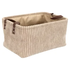 PANIER TAUPE VELOURS COTELE TAILLE M H.20CM