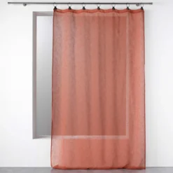 PANNEAU A ANNEAUX 140X280CM VOILE TISSE LINKA TERRACOTTA