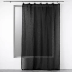 PANNEAU ANNEAUX 140X240CM VOILE TISSE LINKA NOIR