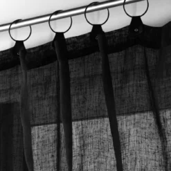 PANNEAU ANNEAUX 140X240CM VOILE TISSE LINKA NOIR
