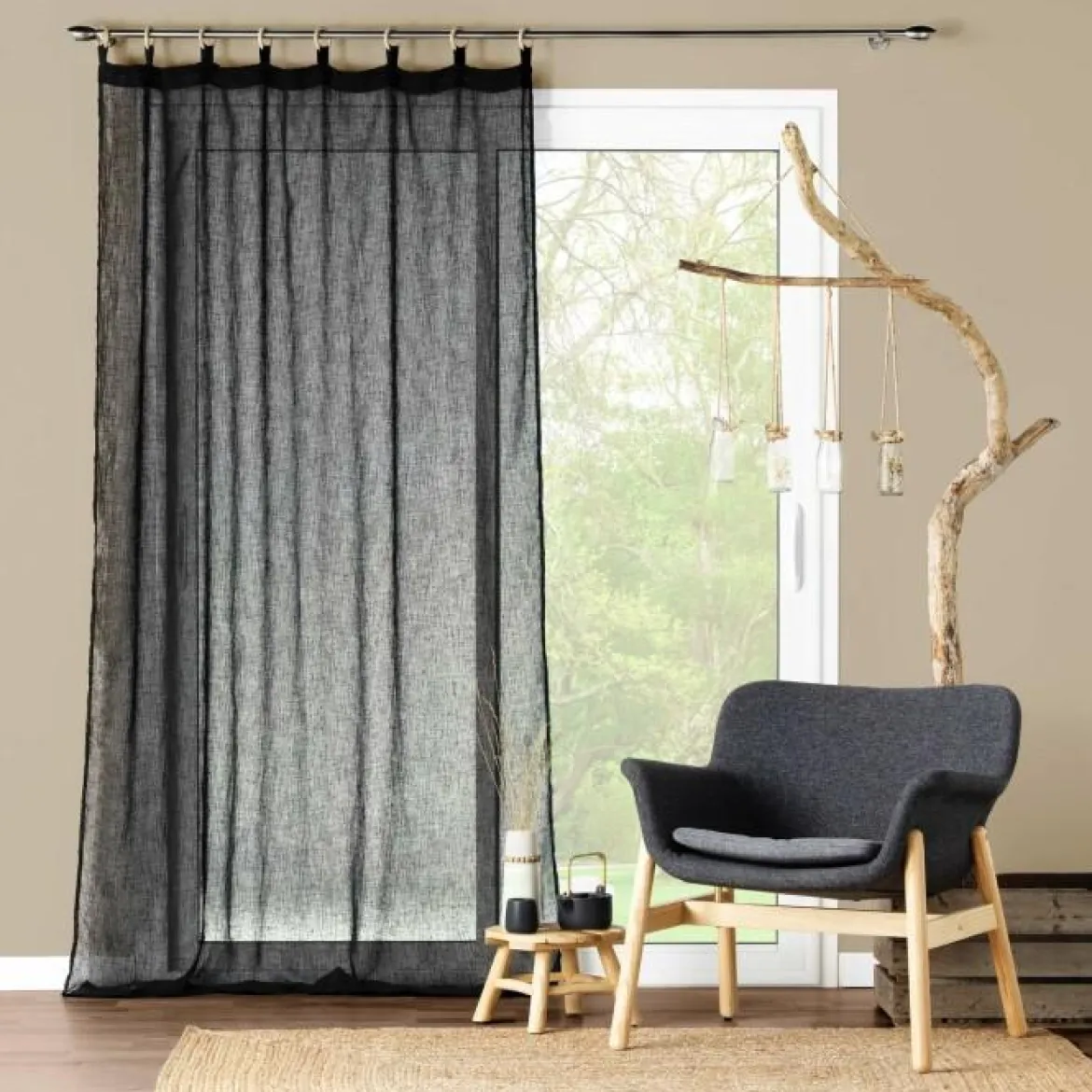 PANNEAU A OEILLETS BOIS 140X240CM MINALISA NOIR