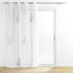 PANNEAU A OEILLETS 140X240CM BRODE METALLISE PALMEOR ARGENT