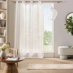 PANNEAU A OEILLETS 140X260CM CHENILLE ZAHO BLANC