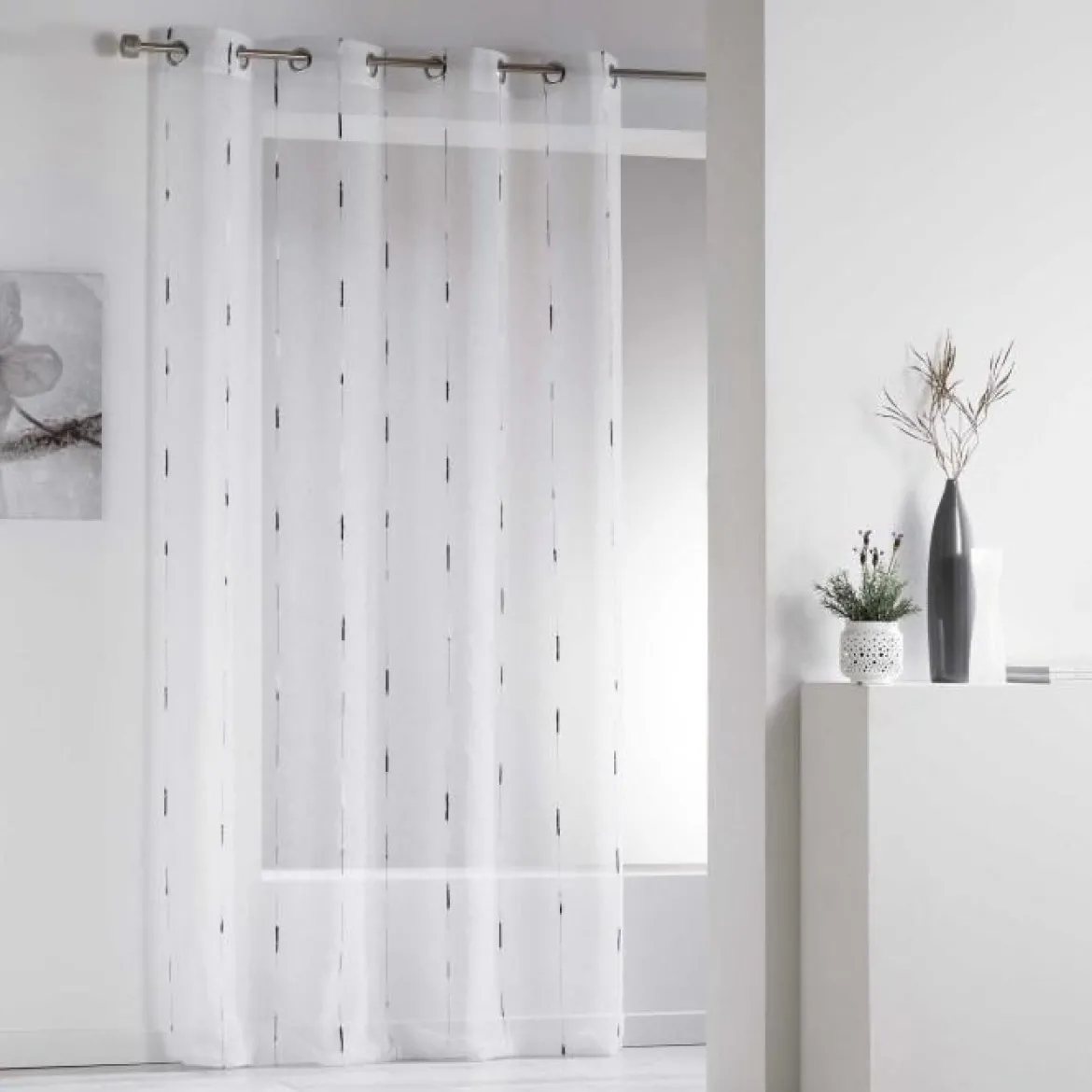 PANNEAU A OEILLETS 140X260CM CHENILLA GRIS