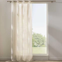 PANNEAU A OEILLETS 140X260CM EFFET LIN TISSE RAYE SANYA