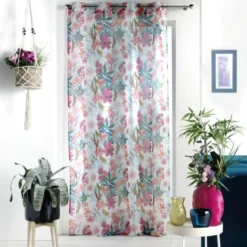 PANNEAU A OEILLETS 140X240CM IMP EXOTIC PARADISE BLANC