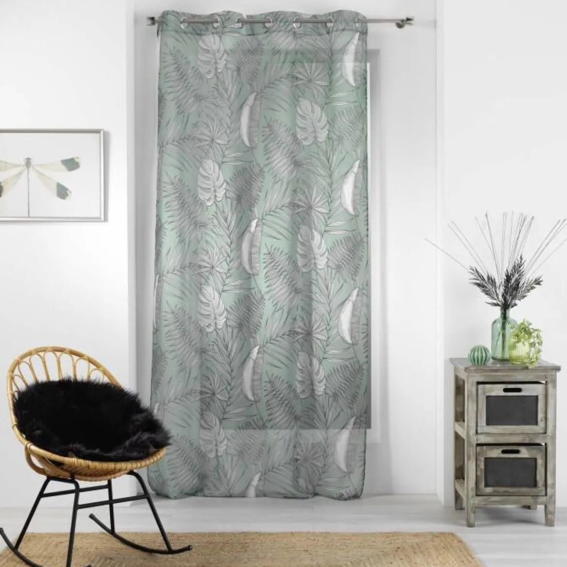 PANNEAU A OEILLETS 140X240CM IMPRIME MAJOLICA MENTHE