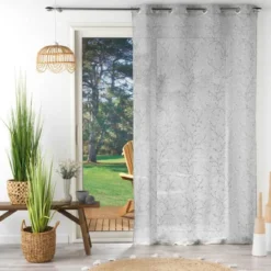 PANNEAU A OEILLETS 140X240CM IMPRIME SALOME GRIS