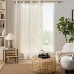 PANNEAU A OEILLETS 137X260CM POLYESTER LIN FANTAISIE KALIA