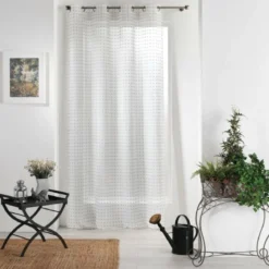 PANNEAU A OEILLETS 140X240CM POMPONS POMPONELLA BLC GRIS