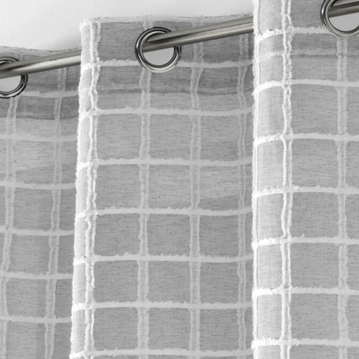 PANNEAU A OEILLETS 140X240CM TISSE FANTAISIE KARRONA GRIS