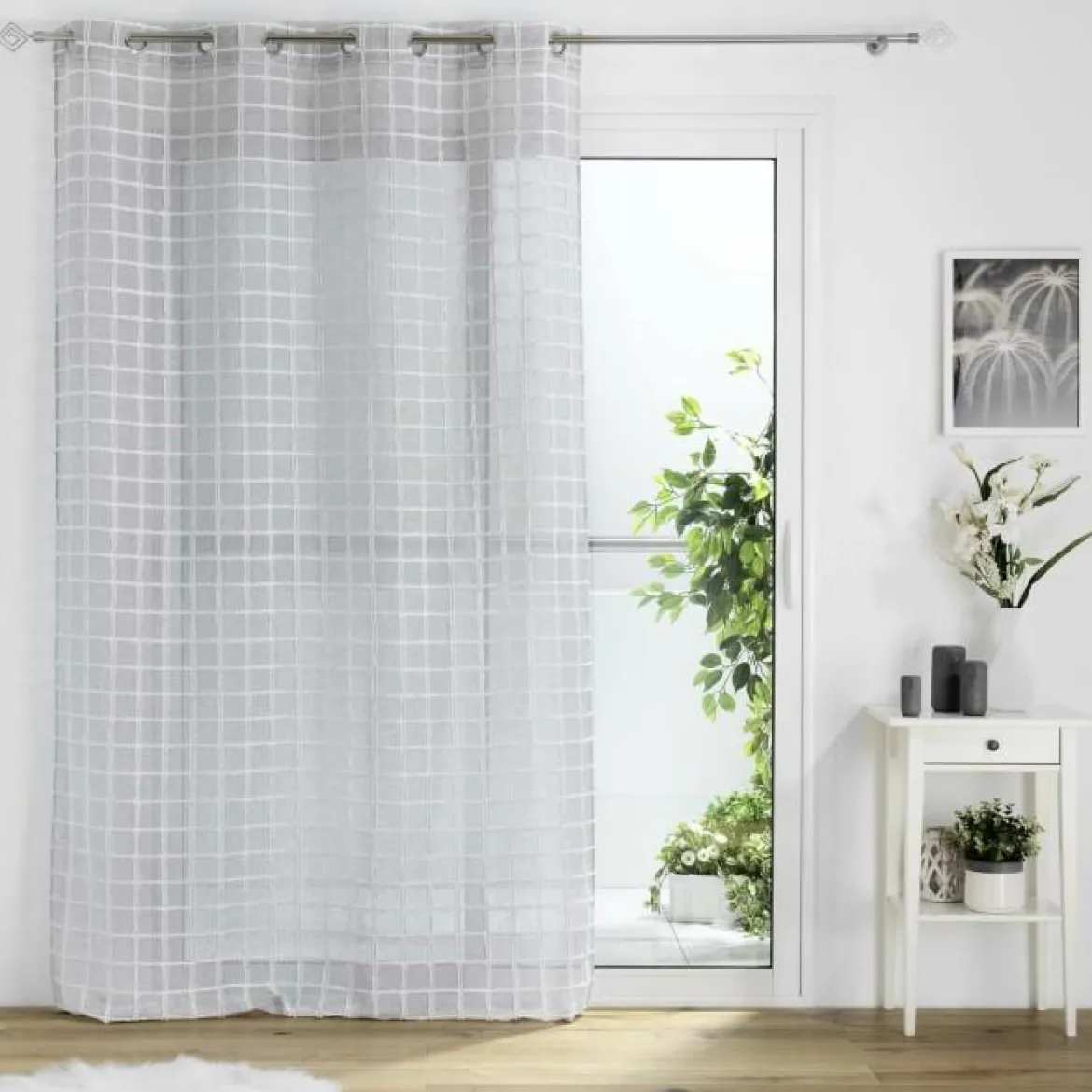 PANNEAU A OEILLETS 140X240CM TISSE FANTAISIE KARRONA GRIS
