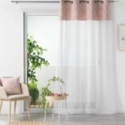 PANNEAU A OEILLETS 140X240CM TOP COTON IMP SIBEL ROSE