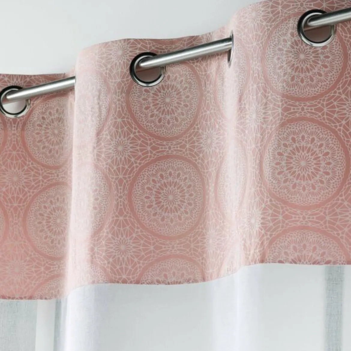 PANNEAU A OEILLETS 140X240CM TOP COTON IMP SIBEL ROSE