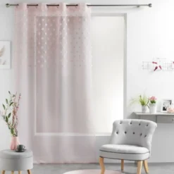 PANNEAU A OEILLETS 140X240CM TOP POMPONS MELUSINE ROSE