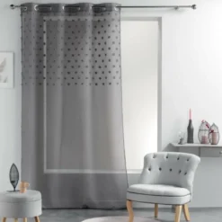 PANNEAU A OEILLETS 140X240CM TOP POMPONS MELUSINE ANTH