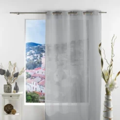 PANNEAU A OEILLETS 140X240CM VOILE SABLE SALINA GRIS