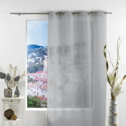 PANNEAU A OEILLETS 140X240CM VOILE SABLE SALINA GRIS