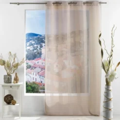 PANNEAU A OEILLETS 140X240CM VOILE SABLE SALINA LIN