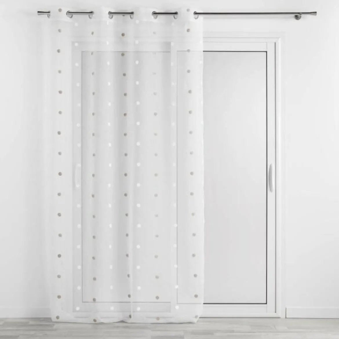 PANNEAU OEILLETS 140X240CM BRODE LORNA BLANC