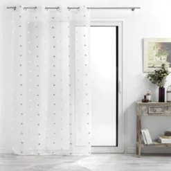 PANNEAU OEILLETS 140X240CM BRODE LORNA BLANC
