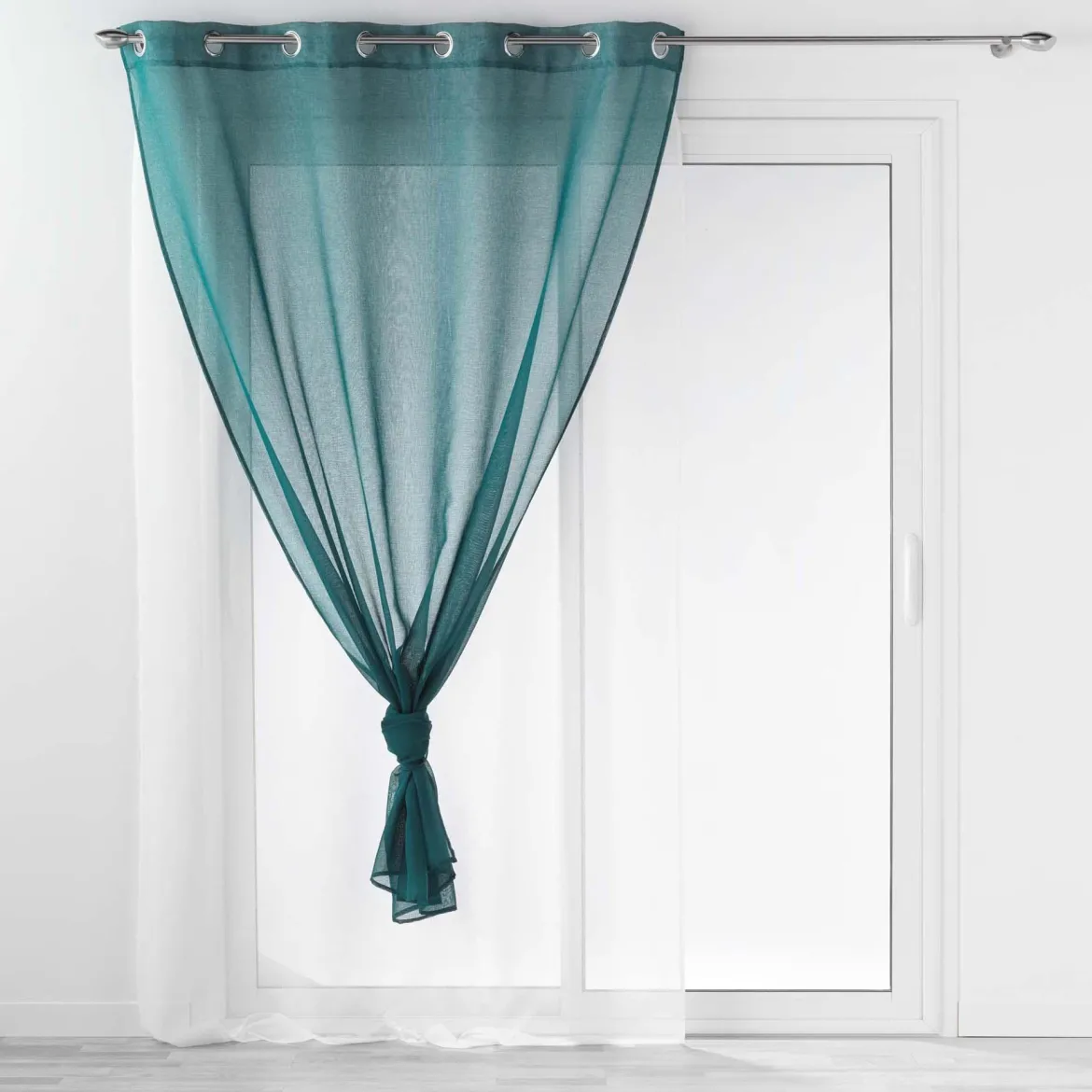 PANNEAU OEILLETS 140X240CM DOUBLE DUETTO PETROLE BLANC