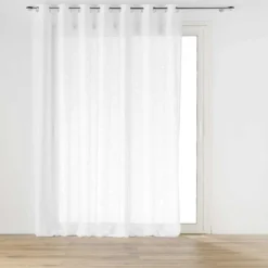 PANNEAU OEILLETS 240X240CM EFFET LIN TISSE HALTONA BLANC