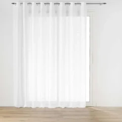 PANNEAU OEILLETS 300X240CM EFFET LIN TISSE HALTONA BLANC
