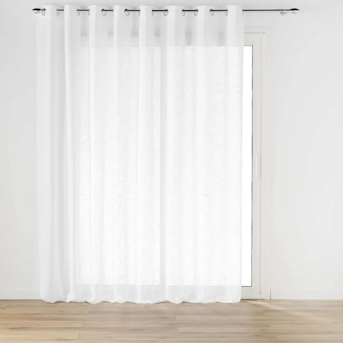 PANNEAU OEILLETS 300X240CM EFFET LIN TISSE HALTONA BLANC