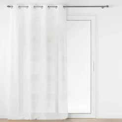 PANNEAU OEILLETS 140X240CM EFFET LIN TISSE JANICE BLANC