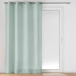 PANNEAU OEILLETS 140X240CM EFFET LIN TISSE CLORIS BLEU